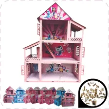 Casa Mágica Da Gaby Casinha Pintada Rosa Branca Lol + Móveis