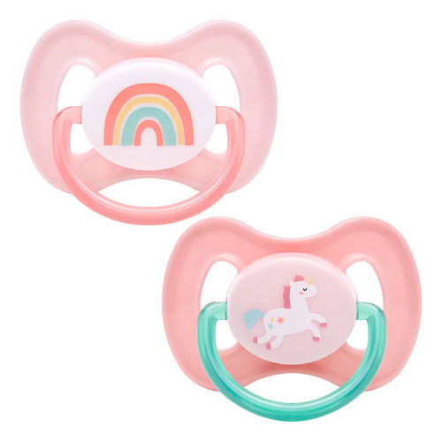 Kit 2 Chupetas Comfort Bico Silicone Simétrico - Buba Unicórnio Rosa Tamanho 02 6-12 Meses