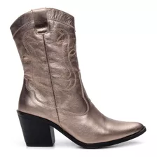 Bota Feminina Country Texana Bordada Western Cano Médio