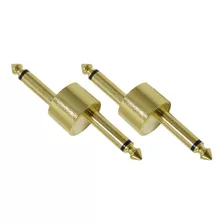 Kit 2 Plug Adaptador P10 Duplo Z Dourado Para Pedal Dlk