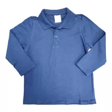 Camisa Polo Infantil Longa Azul Marinho Malwee Básica Lisa