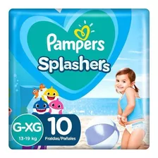 Fraldas Pampers Splashers Baby Shark G-xg 10 Unidades