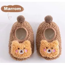 Pantufa Sapato Ursinho Para Bebês Antiderrapante Super Fofo