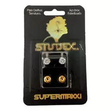 Brinco Studex Supermaxxi Tiffany Cristal 6mm L6100y Dourado