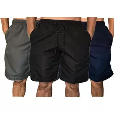 Kit 03 Shorts Tactel Masculino Com 3 Bolsos Treino Academia