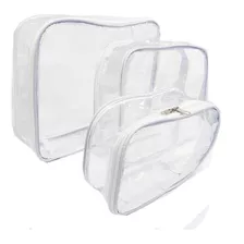 Kit 3 Organizador Mala Necessaire Bebe Transparente Viagem