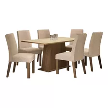 Mesa De Comedor Roberta Madesa Con 6 Sillas Rustic/crema/imperial