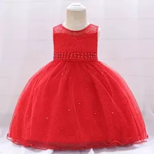 Vestido Cumpleaños, Elegante Para Niñas, Vestido Rojo Niña