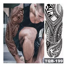 Tatuagem Braço Todo Masculina Maori Removível 48x17cm 