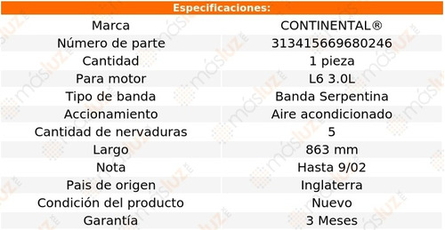 Banda 863 Mm Acc 330i Bmw L6 3.0l 01/02 Continental A/a Foto 4