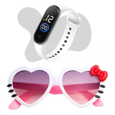 Relógio Digital Bracelete Infantil Led+ Óculos De Sol Barato