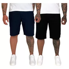 Kit 2 Bermuda Sarja Masculina Plus Size Tamanho 50 Ao 58