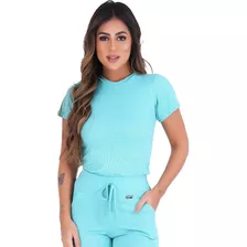 Blusa Feminina Casual Ribana Canelada Curinga Moda Feminina