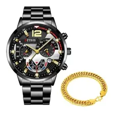 Kit Luxo Relógio +pulseira Dourada