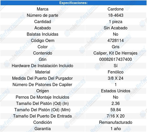 1 Caliper Freno Delantero Derecho Dodge Intrepid 98 A 01 Foto 5