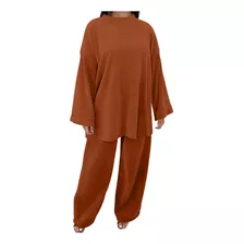 Novo Conjunto Feminino De Duas Peças De Veludo Cotelê Solto