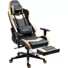 Silla Gamer Respaldo Alto Cuero Color Dorado Marca Ymht