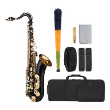 Muslady B-flat Saxofón Tenor Bb Lacado Negro Sax Con