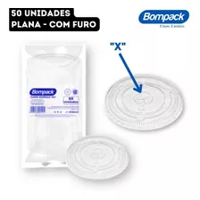 50un Tampa Plana Reta Flat Com Furo X Copo Bolha Bompack