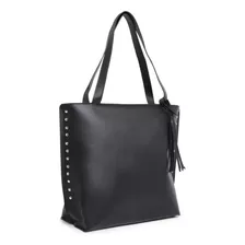 Bolsa De Ombro Grande Feminina Trabalho Passeio Linda Couro Cor Preto Desenho Do Tecido Liso