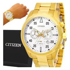 Relógio Citizen Masculino Dourado Original Garantia 1 Ano