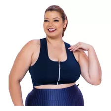 Top Fitnes Plus Size G1 G2 G3 Com Ziper E Bojo Removível