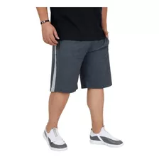 Bermuda Short Moletom Masculina Plus Size Listra G1 Ao G5