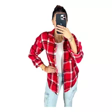 Camisaco Oversize De Paño Cuadrille / Escoses - Mujer