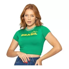 Cropped Do Brasil Blusinha Feminina Várias Cores Até O Gg