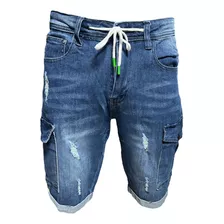 Short Jeans Cargo Hombre Elasticado 