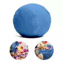 Puff Organizador Infantil Para Bichos De Pelúcia Azul Claro