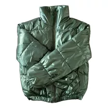 Campera Puffer Metalizada Verde 