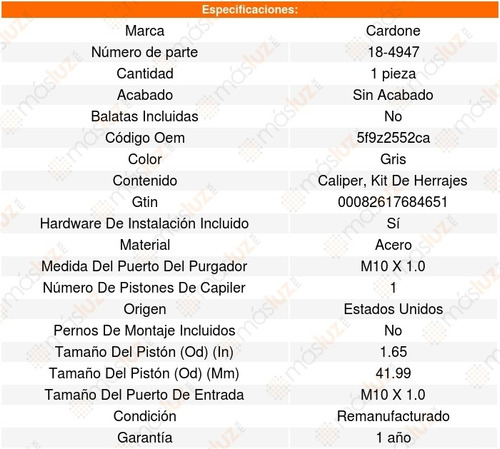 Caliper Freno Trasero Derecho Mercury Montego 2005 Al 2007 Foto 5