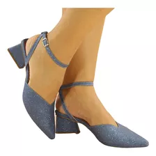 Scarpin Feminino Salto Bloco Geométrico Linha Confort Luxo