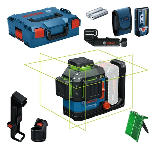 Nivel Laser 3 Lineas Verde 120 Mt Bosch Gll 18v-120-33 + Lr7