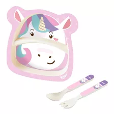 Conjunto Alimentacao Prato Baby 3 Pc Unicornio - Zoop Toys Z