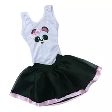 Fantasia Infantil Panda Princesa Com Tiara Festas