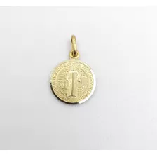Medalla De Oro Amarillo San Benito De 10k Y 1.6 Cm Diámetro