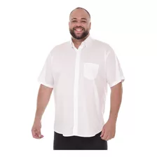 Camisa Plus Size Manga Curta Bigshirts Elastano Branca