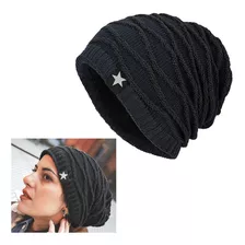 Gorro Tejido En Lana De Relieve Con Forro De Polar Azul