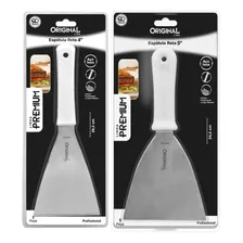 Kit 2 Espátulas Inox Lanche Reta Chapeiro E Cozinha