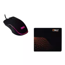 Mouse Gamer + Pad Rgb Only Cable Reforzado 7 Botones 3200dpi