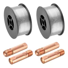 Arame Mig Sem Gás 0.8mm 2 Rolo C/ 1kg + 4 Bicos De Contato