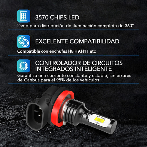 1 Par H8 H9 H11 Csp - Bombilla Led Antiniebla Para Nissan Foto 2