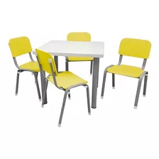 Conjunto Mesa Com 4 Cadeiras Infantis LG Flex Amarela