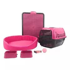 Kit Cachorro Europa Cama Transporte Educador Xixi Sim/não Cor Rosa