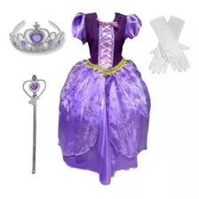 Disfraz Vestido Princesas Rapunzel Disney + Accesorios Nm