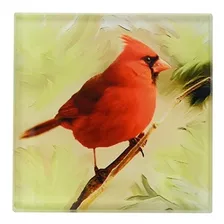 3drose Llc Rojo Cardinal Azulejo De Vidrio De 4 Pulgadas