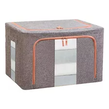 Caja Canasto Organizador De Tela Plegable 66l C Visor - Lima Color Gris