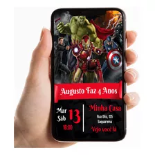 Convite Digital P/ Whatsapp Aniversário Tema Vingadores